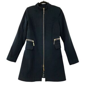 Joy Miss Turkey Coat sz 36 US S Wom Black Gold Zippers Moto Steampunk Goth Biker